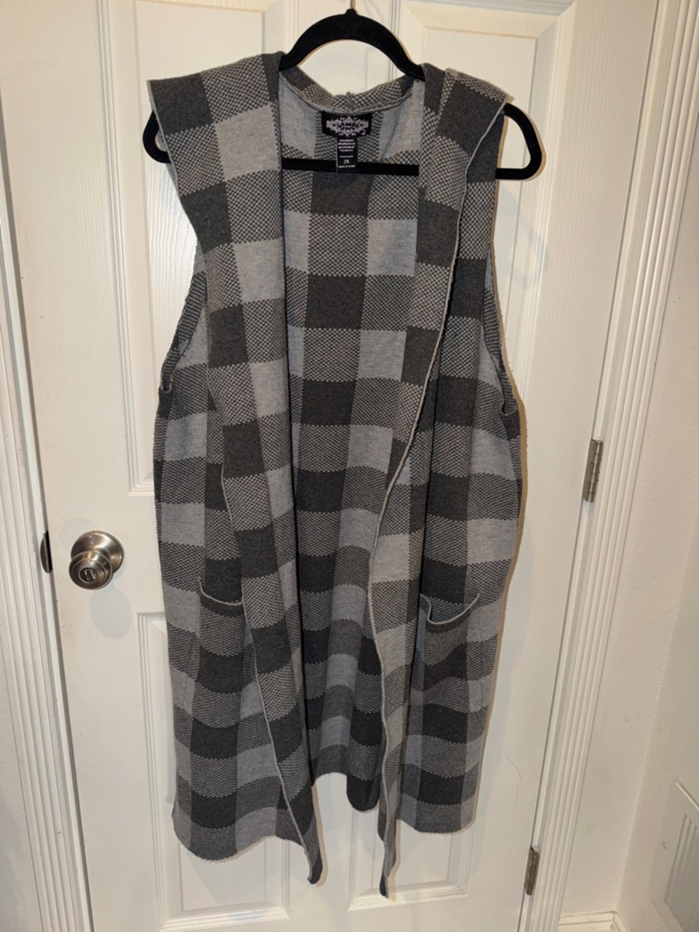 Olivers Gray Plaid Hooded Knit Duster